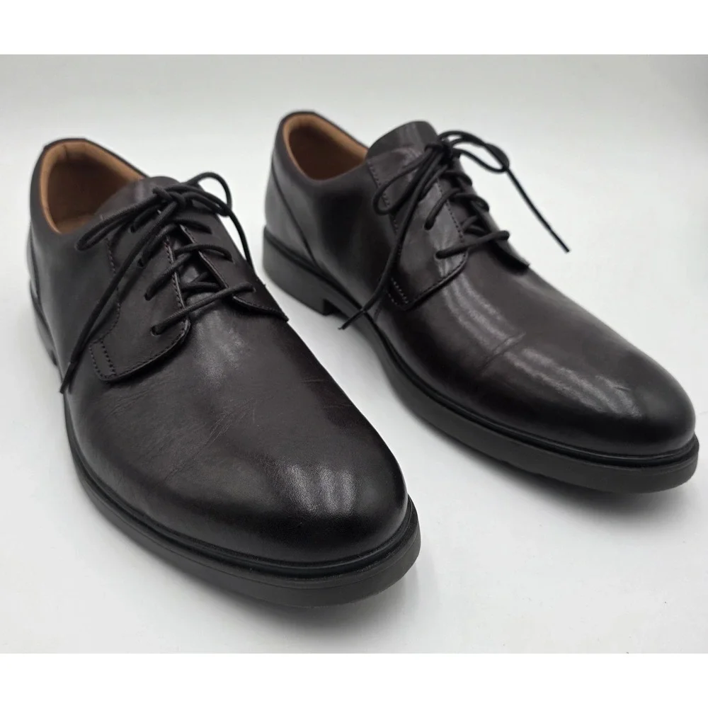 Clarks Unstructured Un Ramble Lo Men's 11.5 W Dark Brown Leather Derby Shoes